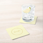 Moderne Farbkalligraphie aus Gold und Creme Schlic Rechteckiger Pappuntersetzer (Vor Ort)