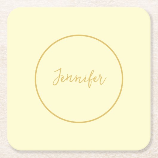 Moderne Farbkalligraphie aus Gold und Creme Schlic Rechteckiger Pappuntersetzer (Vorderseite)