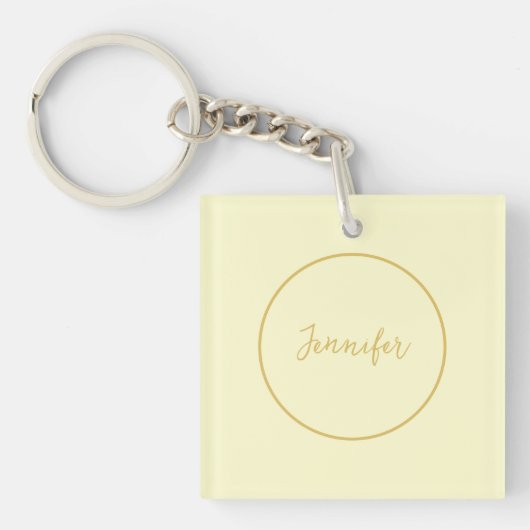 Moderne Farbkalligraphie aus Gold und Creme Schlic Schlüsselanhänger (Vorderseite)