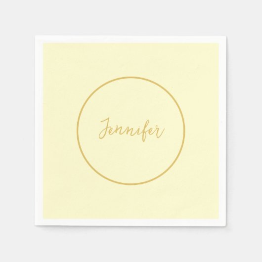 Moderne Farbkalligraphie aus Gold und Creme Schlic Serviette (Vorderseite)