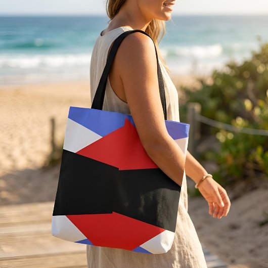 Moderne Farbkombination Rot & Blau & Schwarz & Wei Tasche