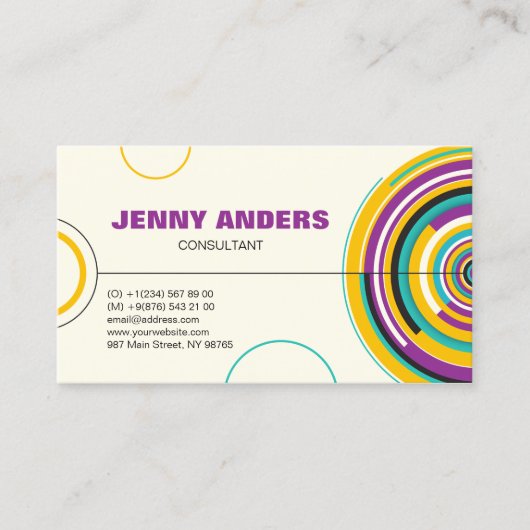 Moderne Farbkreise formen Abstrakt Beruflich Visitenkarte (Vorderseite)