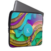 Moderne Farbschmuck Abstrakt & Gold Monogram Laptopschutzhülle (Vorne Rechts)