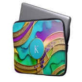 Moderne Farbschmuck Abstrakt & Gold Monogram Laptopschutzhülle (Vorderseite Links)