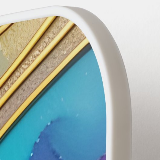 Moderne Farbschmuck Abstrakt & Gold Monogram Pickleball Schläger (Linke Seite)