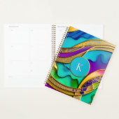 Moderne Farbschmuck Abstrakt & Gold Monogram Planer (Anzeige)