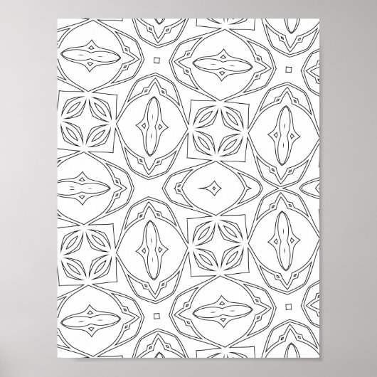Moderne Farbtafel mit Blumenfliesenmuster-Design Poster (Vorne)