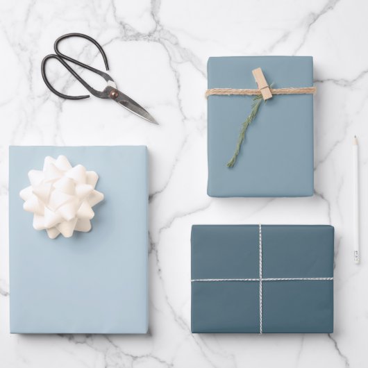 Moderne Farbtöne des hellblauen, grauen Set, Solid Geschenkpapier Set (Vorderseite)