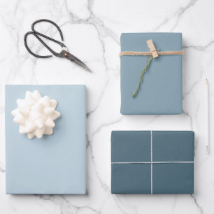 Moderne Farbtöne von Hellblau-Grau als Uni-Farbe i Geschenkpapier Set