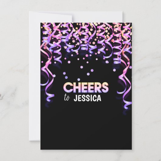 Moderne Farbträger Confetti BIRTHDAY Einladung (Rückseite)