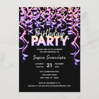 Moderne Farbträger Confetti BIRTHDAY Einladung