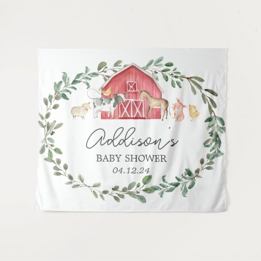 Moderne Farm Begrüßungsfarm Willkommenspender Wandteppich (Vorderseite (Horizontal))