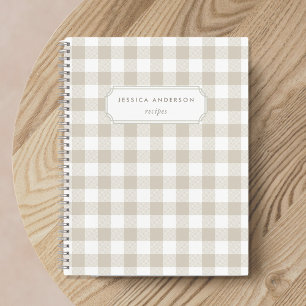 Moderne Farmhouse-Beige-Buffalo-Karo-Rezept Notizblock