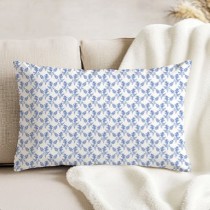 Moderne Farmhouse-Blumenmuster Kornblumenblau Dekokissen