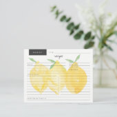 Moderne Farmhouse Classic Yellow Lemon Recipe Card (Stehend Vorderseite)