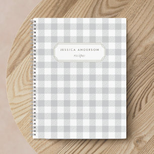 Moderne Farmhouse-Graue Buffalo-Check-Rezept Notizblock