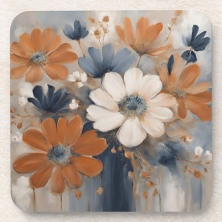 Moderne Farmhouse Navy Blau Gebranntes Orange Flor Getränkeuntersetzer