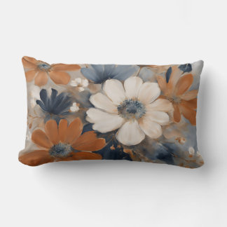 Moderne Farmhouse Navy Blau Gebranntes Orange Flor Lendenkissen