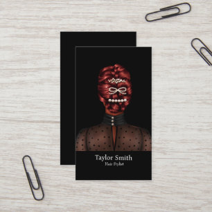 Moderne Fashion Girl Hair Stylist Business Card Visitenkarte