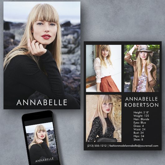 Moderne Fashion Modellierung 4 Foto Modell Comp Ca Einladung