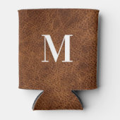 Moderne Faux-Braunleder-Monogramm Dosenkühler (Vorderseite)