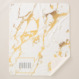 Moderne Faux-Gold-Abstraktmuster Sherpadecke