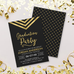 Moderne Faux-Gold-Chevron-Abschlussfeier Einladung