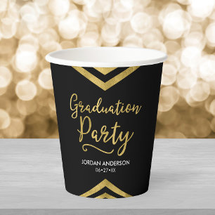 Moderne Faux-Gold-Chevron-Abschlussfeier Pappbecher