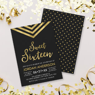 Moderne Faux Gold Chevron Süße 16 Geburtstag Einladung