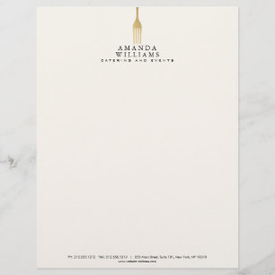 Moderne Faux-Gold-Gabel Catering-Logo Elfenbein Briefbogen