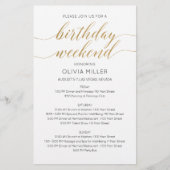 Moderne Faux-Gold-Wochenend-Geburtstags-Reiseplan (Vorderseite)