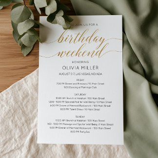 Moderne Faux-Gold-Wochenend-Geburtstags-Reiseplan