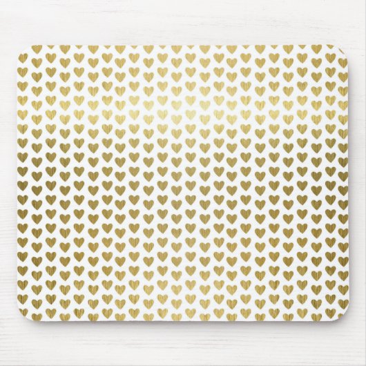 Moderne Faux-Goldfolien-Herzen-Muster Mousepad (Vorne)