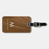 Moderne Faux-Holz-Monogramm Gepäckanhänger (Vorderseite horizontal)