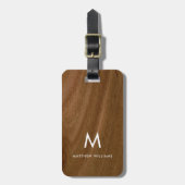 Moderne Faux-Holz-Monogramm Gepäckanhänger (Vorderseite vertikal)