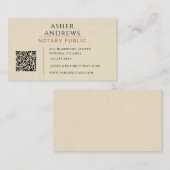 Moderne Faux-Linen Notar-QR-Code Visitenkarte (Vorne/Hinten)