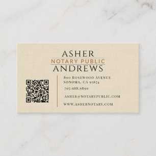 Moderne Faux-Linen Notar-QR-Code Visitenkarte