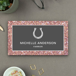 Moderne Faux-Roségold-Glitter-Hufeisen-Schmied Visitenkarte