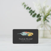 Moderne Feather Business Cards / Grau Aqua Visitenkarte (Stehend Vorderseite)