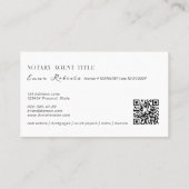 Moderne Feather Pen Logo Notary Writer QR Code Visitenkarte (Rückseite)