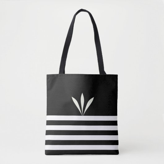 Moderne Federn auf schwarz-weiß gestreift Tasche (Vorderseite)