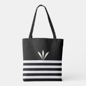 Moderne Federn auf schwarz-weiß gestreift Tasche (Rückseite)