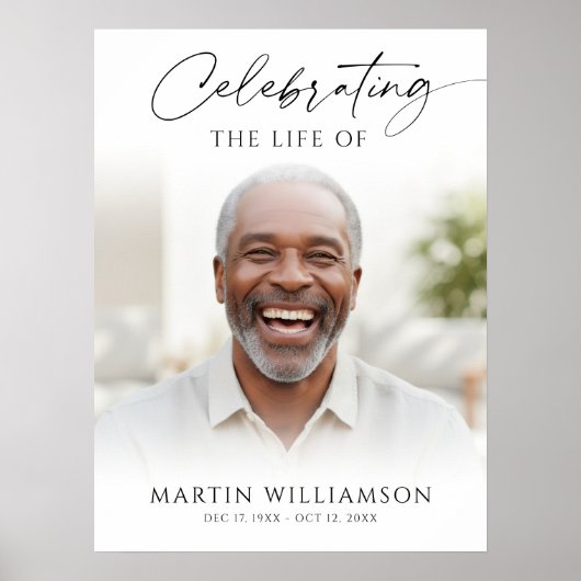 Moderne Feier-des-Lebens-Foto-Script-Gedenkstätte Poster (Vorne)