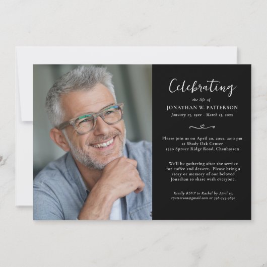 Moderne Feier des Lebens Fotos Gedicht nach Maß Einladung (Vorderseite)