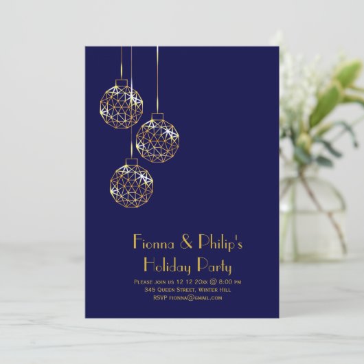 Moderne Feier Einladung - blau (Stehend Vorderseite)