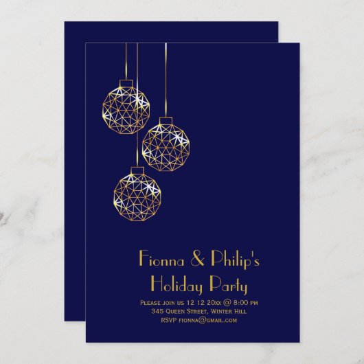 Moderne Feier Einladung - blau (Vorne/Hinten)