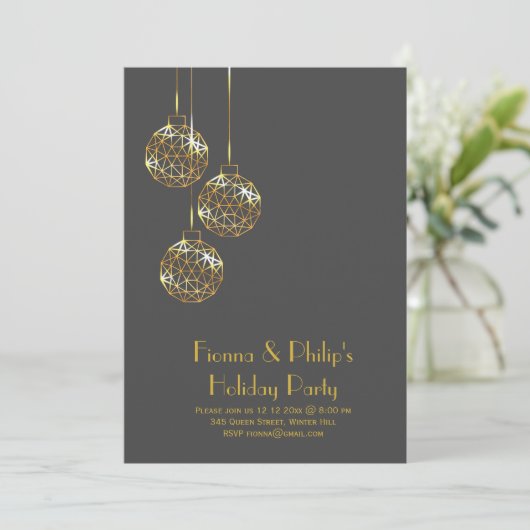 Moderne Feier Einladung - grau (Stehend Vorderseite)