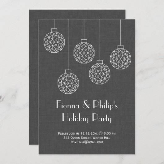 Moderne Feier Einladung - grau (Vorne/Hinten)