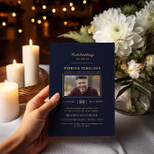 Moderne Feier Lebensbeerdigung Navy Blue Foto Einladung