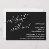 Moderne Feier mit der Rezeption für Schwarze Hochz Einladung (Vorderseite)